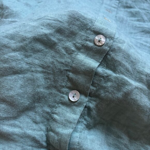 Terzo Millennio 100% Linen Top Italian Made Women's Large Button Back - Picture 3 of 8